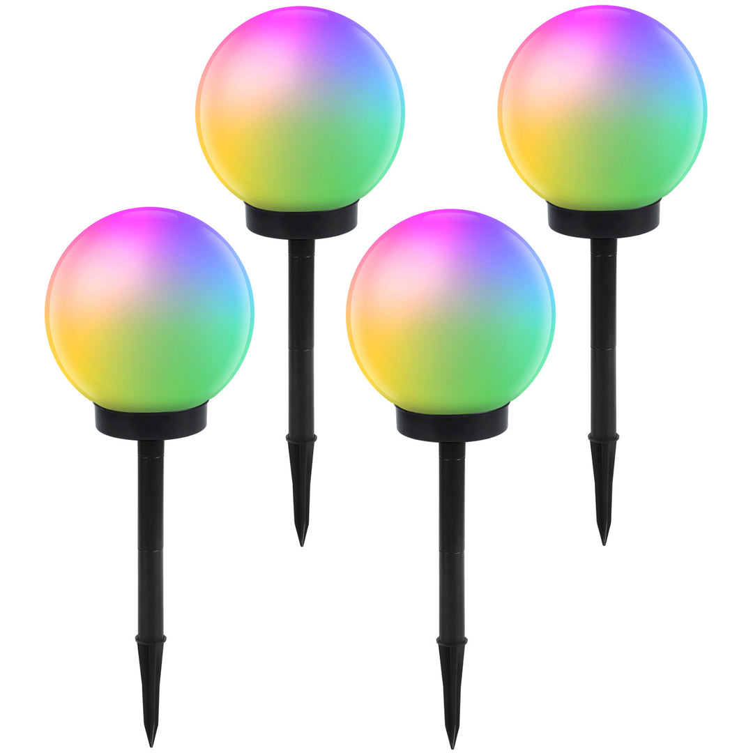 Lampada solare da giardino GB167 - Sfera 30x30x63cm, LED colorati, 4 pezzi