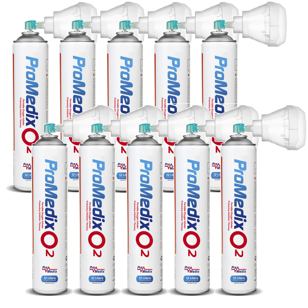 Inalatore portatile di ossigeno in bombola al 99,4% Promedix 12L, PR-994, 10 unità