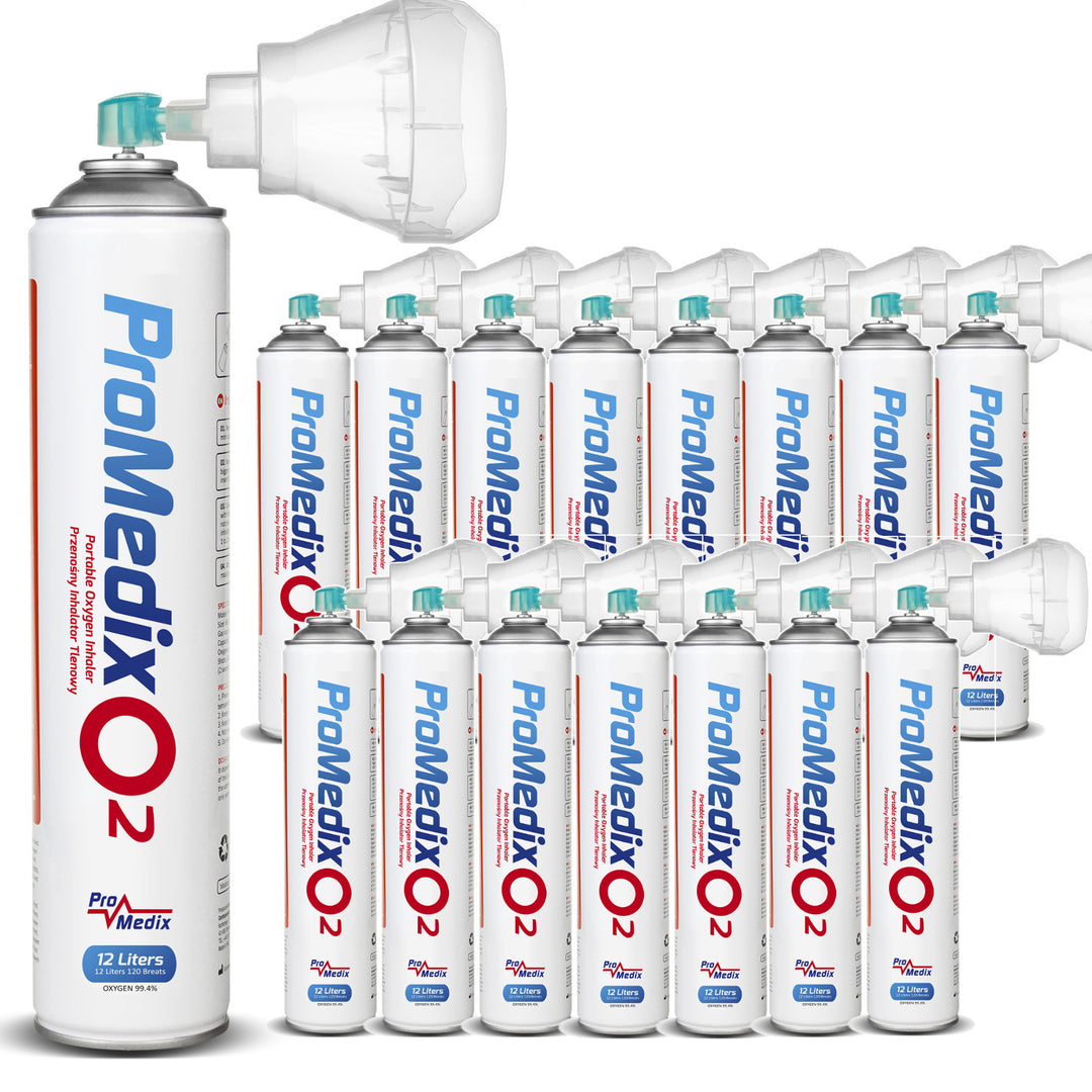 Inalatore portatile di ossigeno in bombola al 99,4% Promedix 12L, PR-994, 16 unità