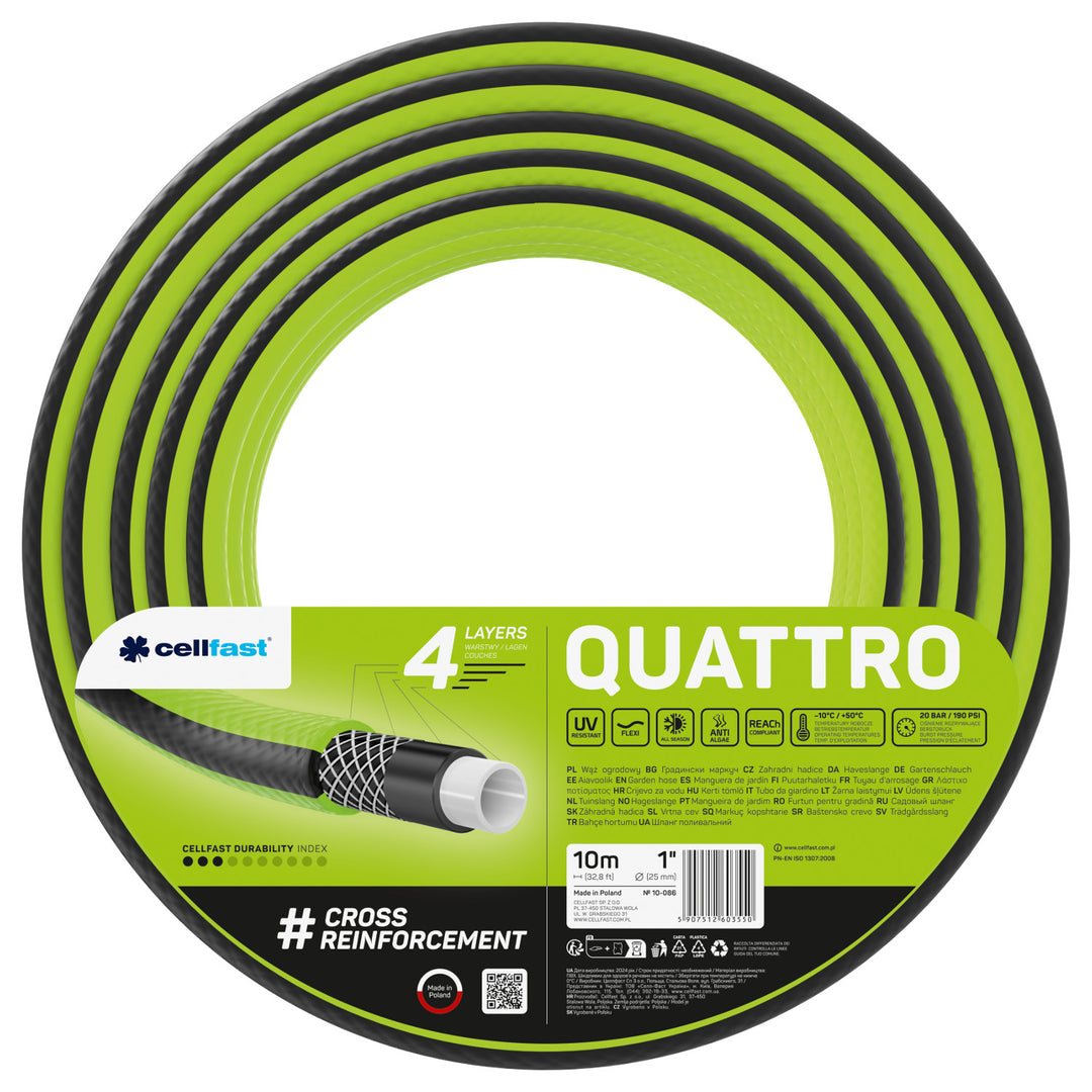 Tubo da giardino Cellfast, 1'', 10 m, 4 strati, intrecciato, Quattro