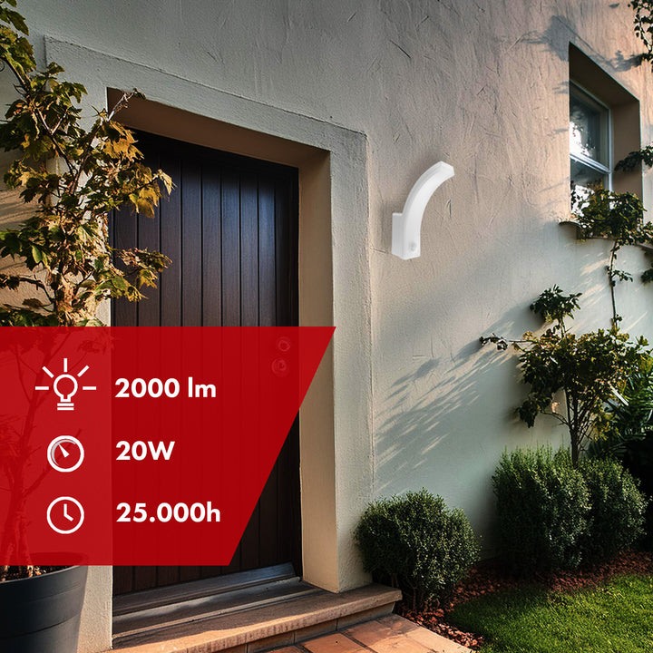 Lampada LED con sensore di movimento Maclean, sensore di movimento PIR, bianco, 20W, IP65, 2000lm, bianco neutro (4000K) MCE512 W, 4 pezzi