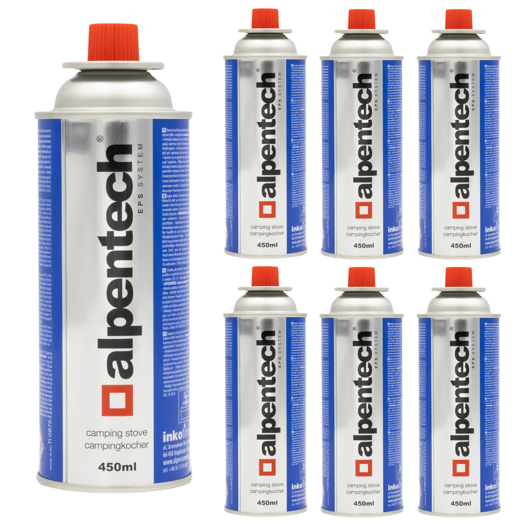 Cartuccia di gas Alpentech 450ml, conforme a EN417, isobutano, sistema EPS, IK301, 7 pezzi