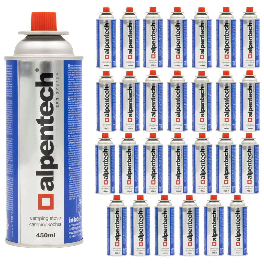 Cartuccia di gas Alpentech 450ml, conforme a EN417, isobutano, sistema EPS, IK301, 28 pezzi