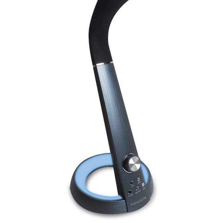 Lampada da ufficio Svensson, 450 Lumen, 8W di potenza, tre temperature di luce, funzione di ricarica del dispositivo mobile, base RGB, LXBL1063