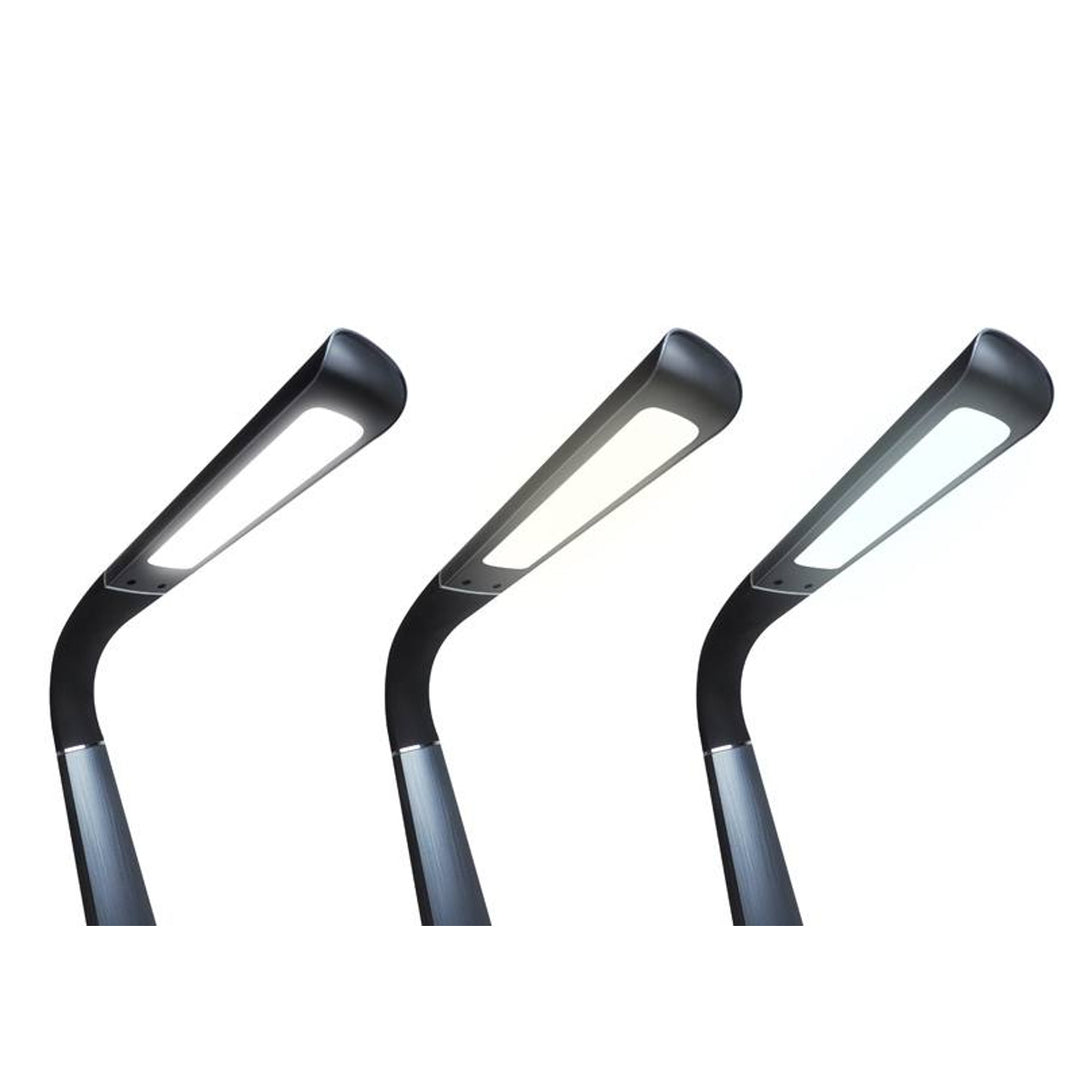 Lampada da ufficio Svensson, 450 Lumen, 8W di potenza, tre temperature di luce, funzione di ricarica del dispositivo mobile, base RGB, LXBL1063