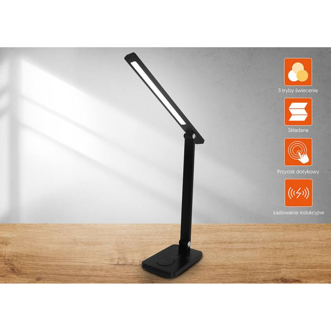 Lampada da ufficio LTC, LED 10W, tre temperature di luce, carica induttiva, pannello a sfioramento, LXL0099C