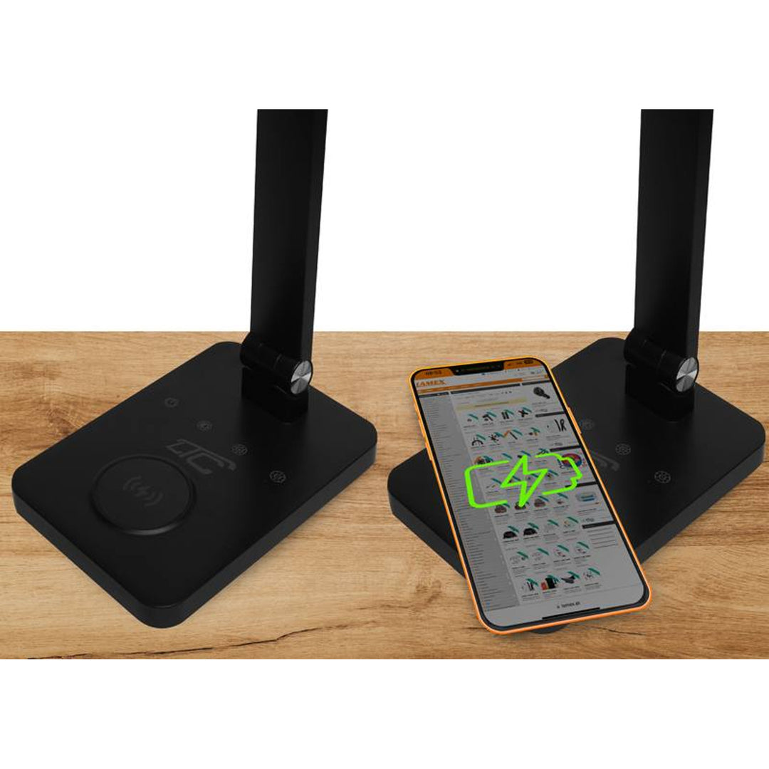 Lampada da ufficio LTC, LED 10W, tre temperature di luce, carica induttiva, pannello a sfioramento, LXL0099C