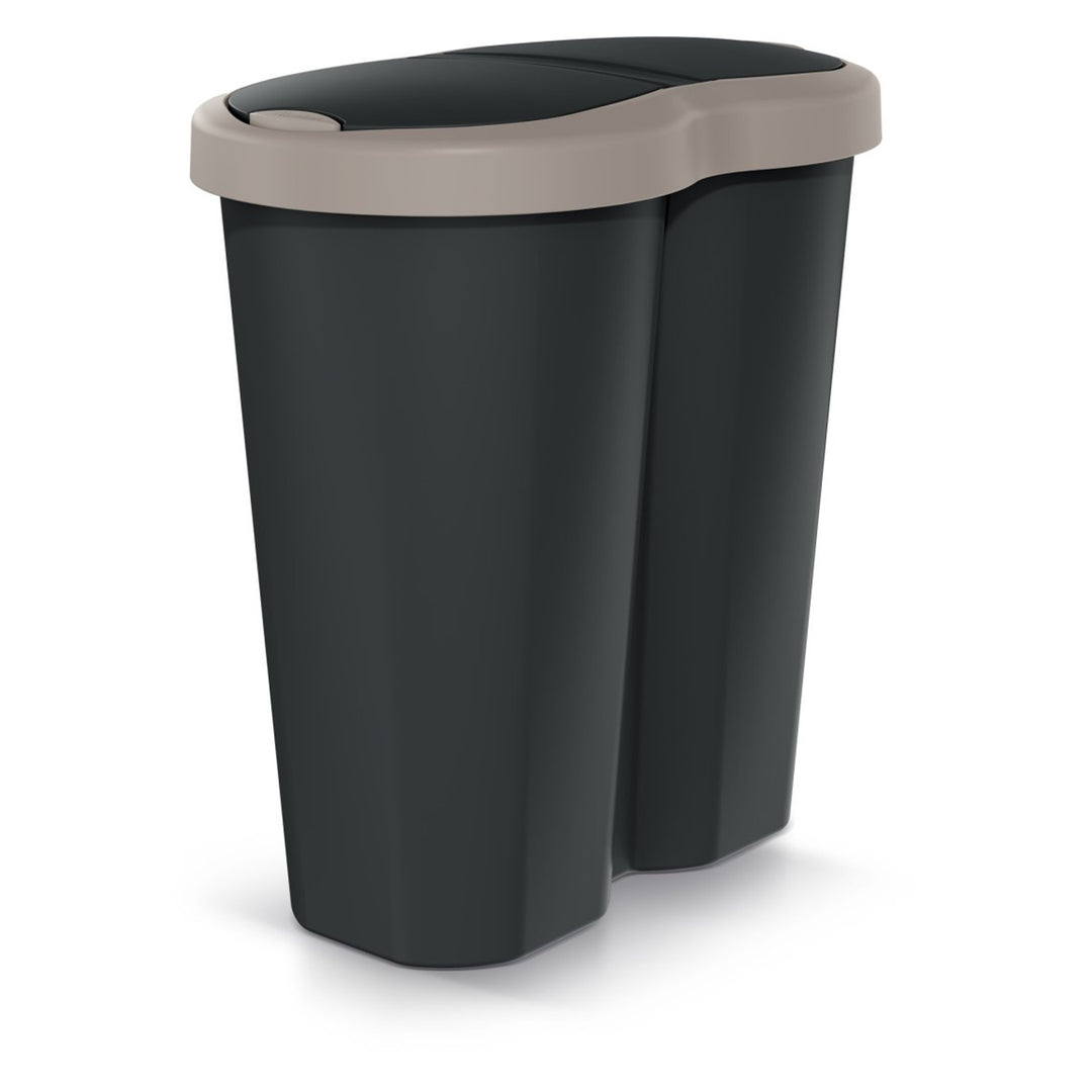 Cestino Compacta R Duo, marrone/nero, capacità 40L, uno scomparto, due coperchi, NDRF40-WG5C_S411