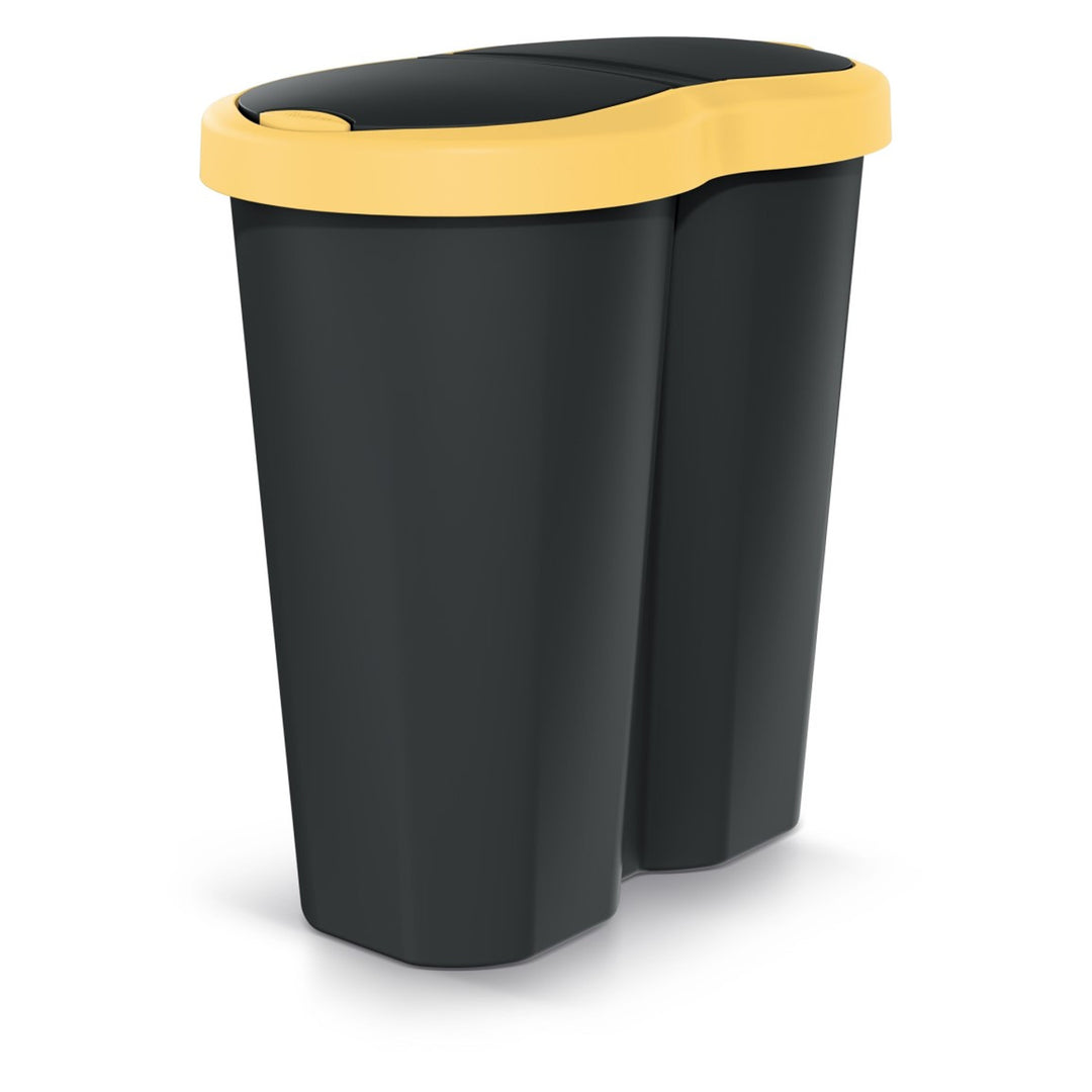 Cestino Compacta R Duo, giallo/nero, capacità 40L, uno scomparto, due coperchi, NDRF40-1215C_S411
