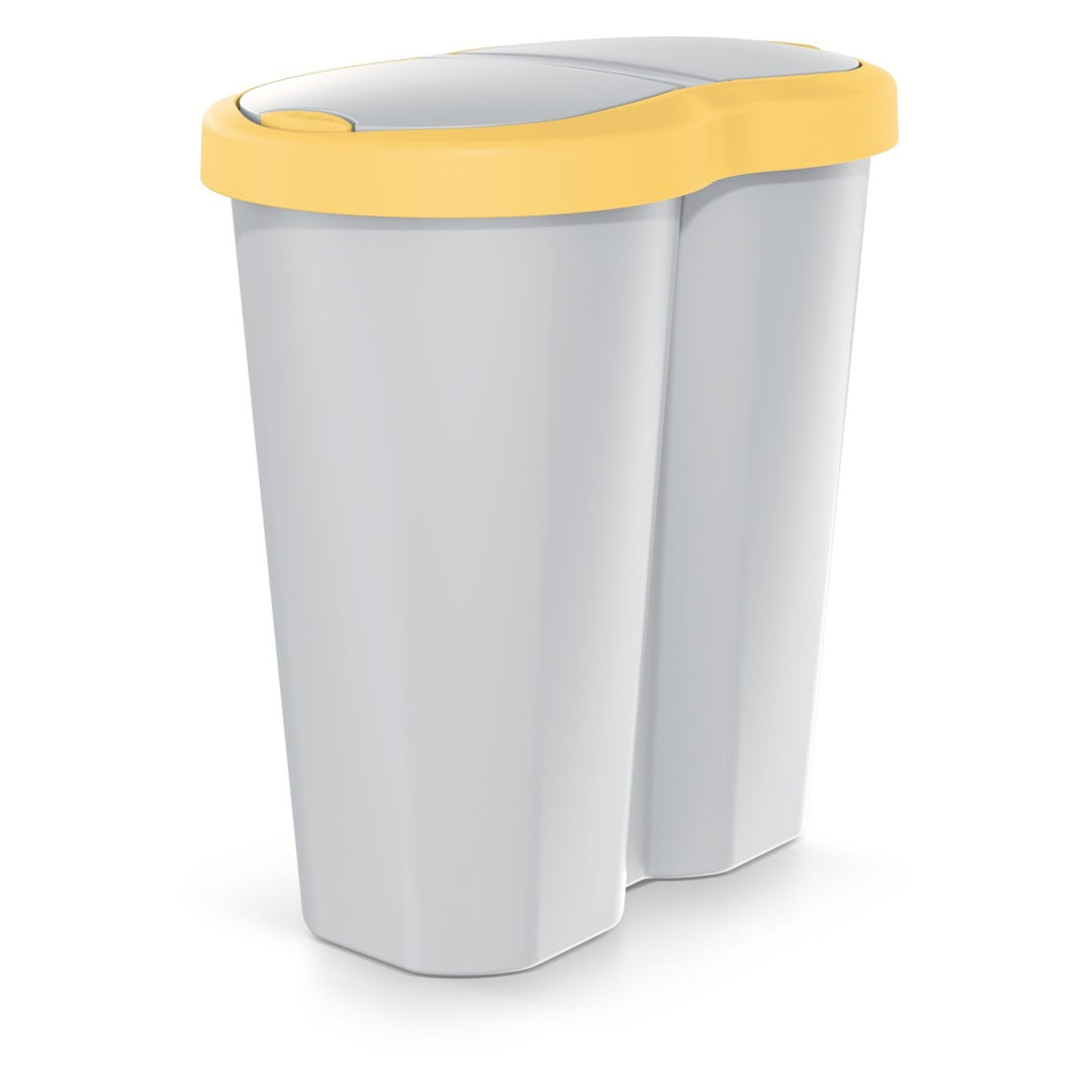Cestino Compacta R Duo, giallo/cenere, capacità 40L, uno scomparto, due coperchi, NDRF40-1215C_427C