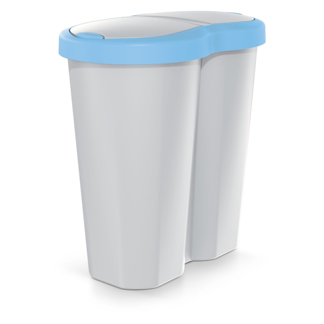 Cestino Compacta R Duo, blu/cenere, capacità 40L, uno scomparto, due coperchi, NDRF40-2717C_427C