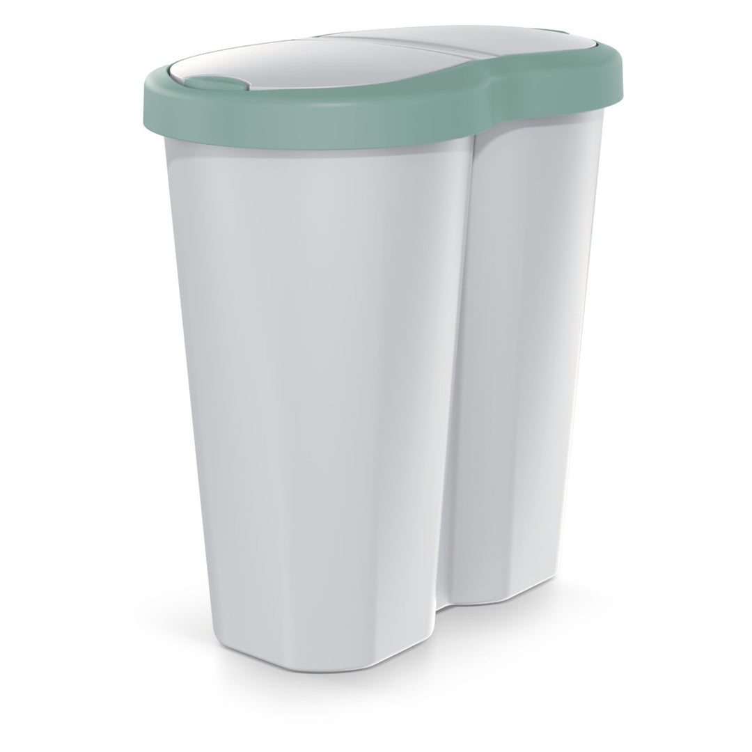 Cestino Compacta R Duo, verde/cenere, capacità 40L, uno scomparto, due coperchi, NDRF40-5575C_427C