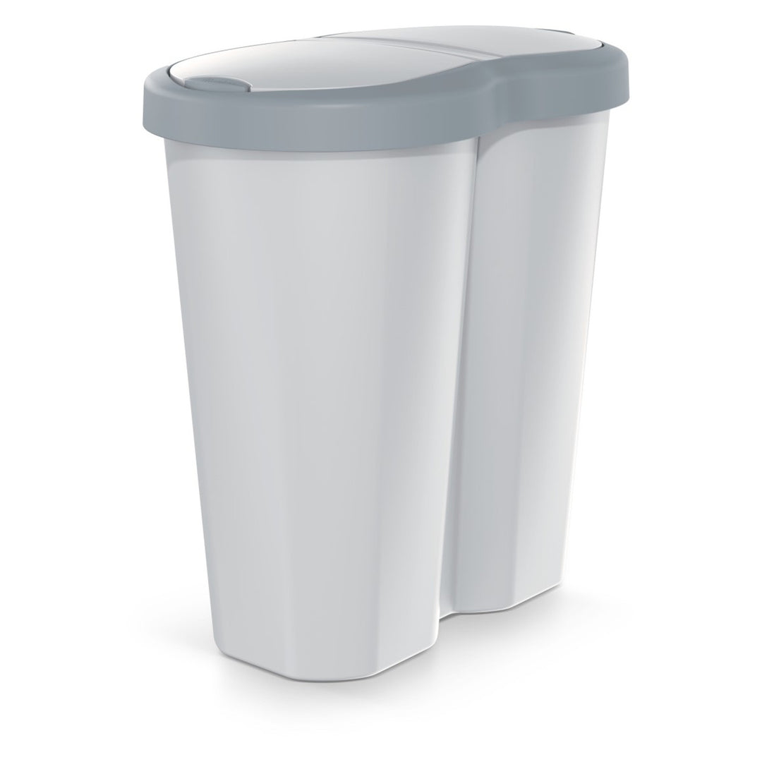 Cestino Compacta R Duo, grigio/grigio cenere, capacità 40L, uno scomparto, due coperchi, NDRF40-429U_427C