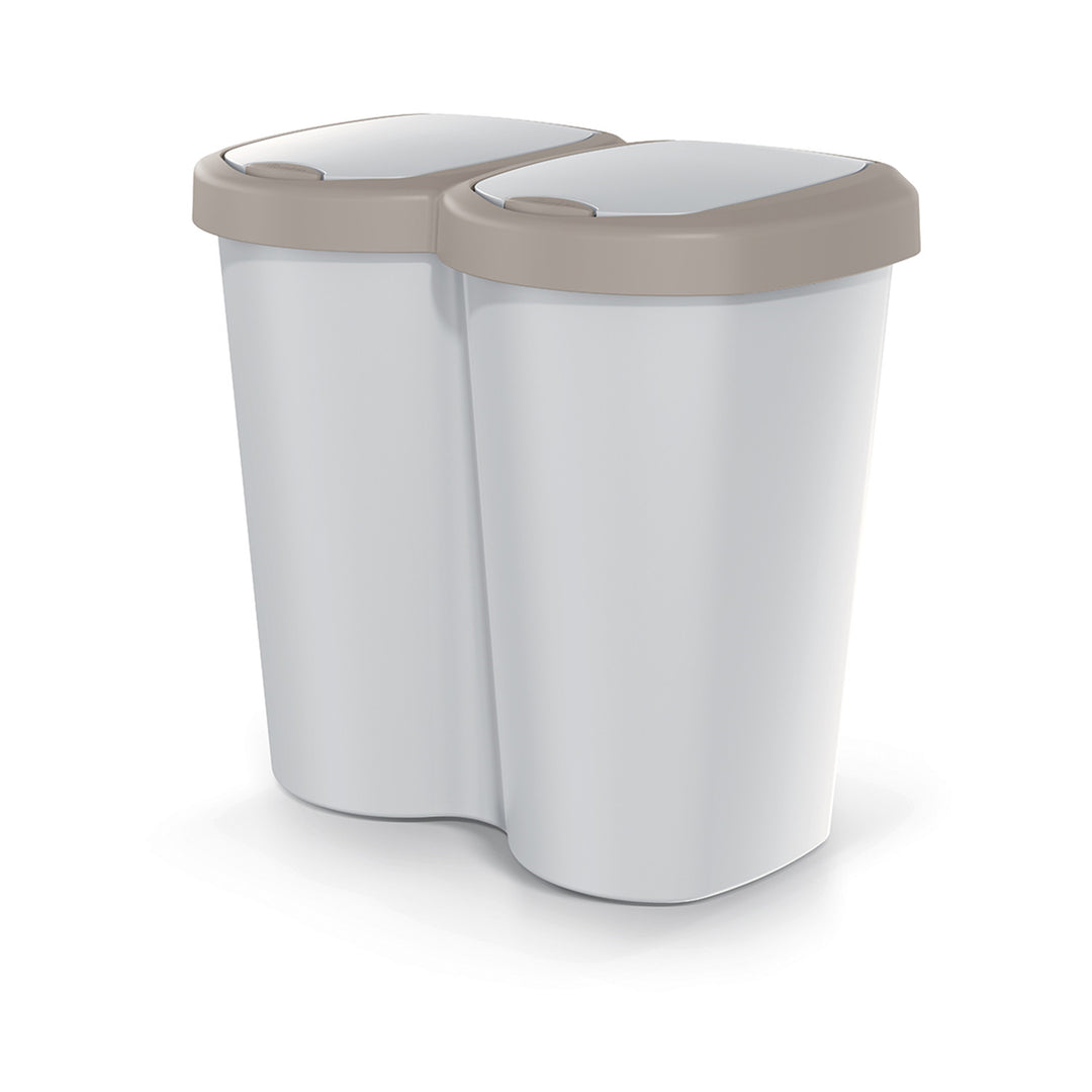Cestino Compacta B Duo, marrone/ashmere, capacità 40L, uno scomparto, due coperchi, versione da parete, NDBS40-WG5C_427C