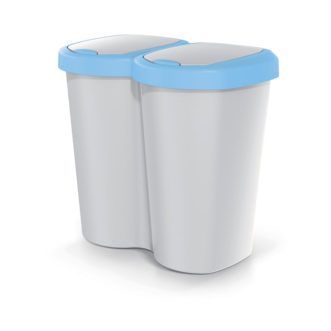 Cestino per rifiuti Compacta B Duo, blu/ashmere, capacità 40L, un vano, due coperchi, versione a parete, NDBS40-2717C_427C