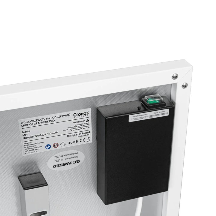 Riscaldatore a infrarossi Cronos, 700W, telecomando, superficie opaca, ultrasottile, riscaldamento economico, Graphene PRO CGP-700TWP