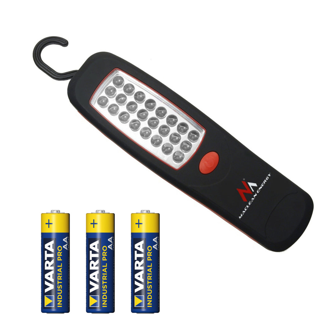 Lampada 24 LED Maclean, magnes, hak, 3xAA, MCE03 + 3x bateria Varta Industrial LR6/AA R-06