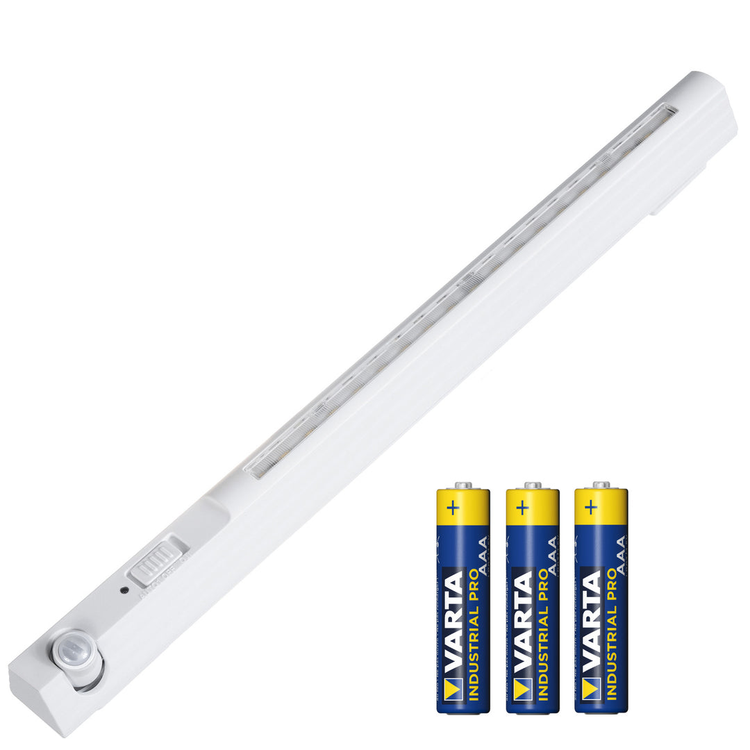 Lampada LED Maclean, con sensore mobile, gancio, ON/OFF/AUTO, temp. 4000K, portata 3m, MCE235 + 3x batterie alcaline AAA Varta Industrial