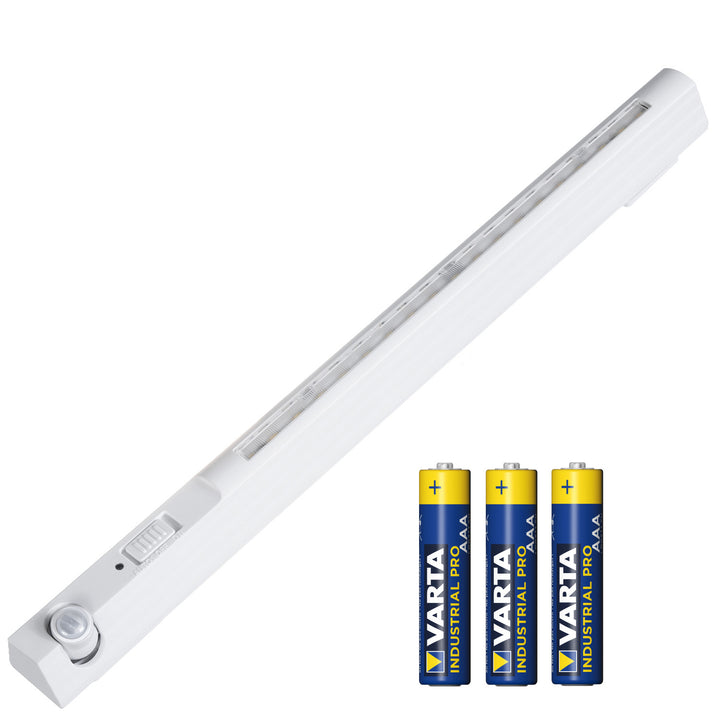 Lampada LED Maclean, con sensore mobile, gancio, ON/OFF/AUTO, temp. 4000K, portata 3m, MCE235 + 3x batterie alcaline AAA Varta Industrial