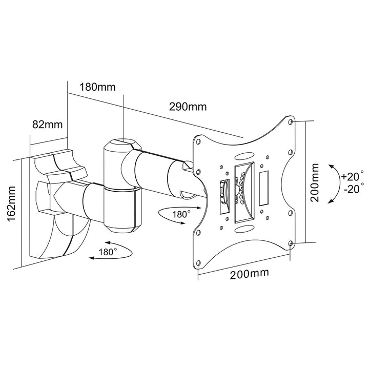 Supporto Universale a Muro per TV  da 23 fino a 42" Regolabile Orientabile InclinabiMaclean MC-503