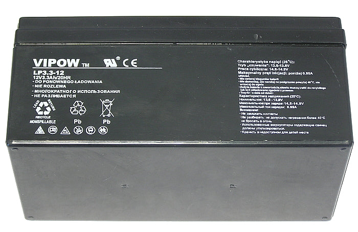 Batteria al gel 12V Vipow 3,3Ah vario  uso  3,3 Ah