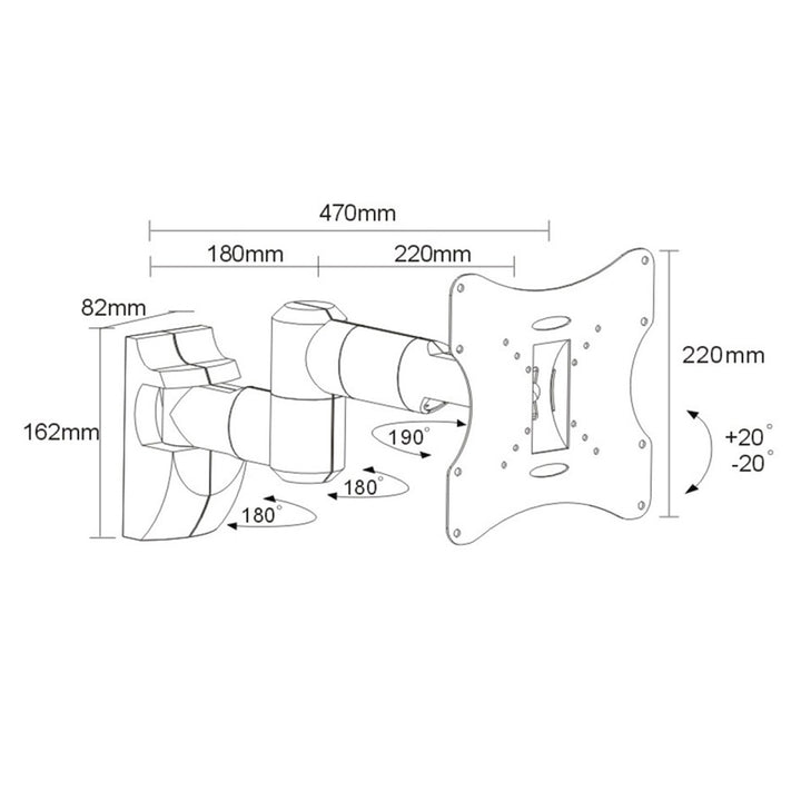 Supporto per TV o monitor Maclean, universale, max VESA 200x200, 23-50", 30 kg, argento, MC-503A S
