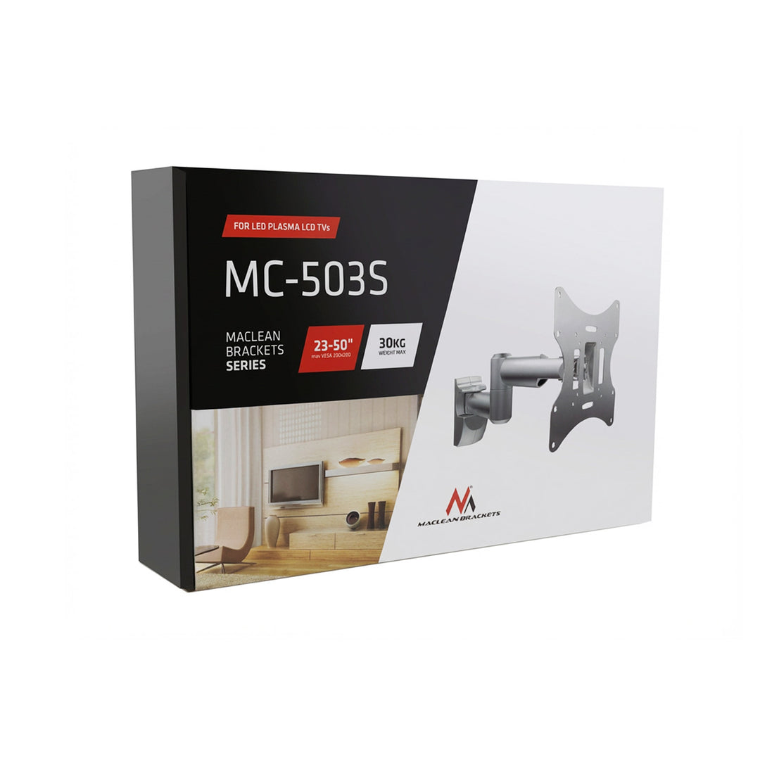 Supporto per TV o monitor Maclean, universale, max VESA 200x200, 23-50", 30 kg, argento, MC-503A S