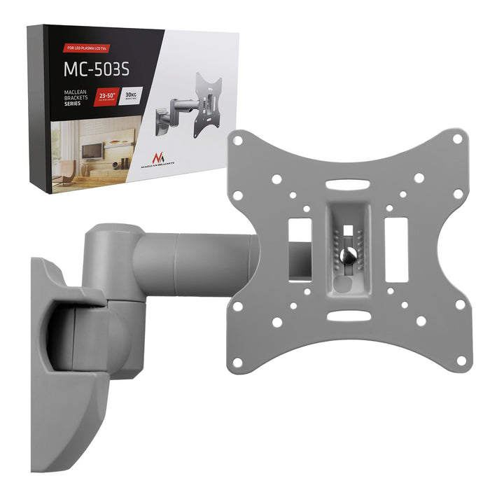 Supporto per TV o monitor Maclean, universale, max VESA 200x200, 23-50", 30 kg, argento, MC-503A S