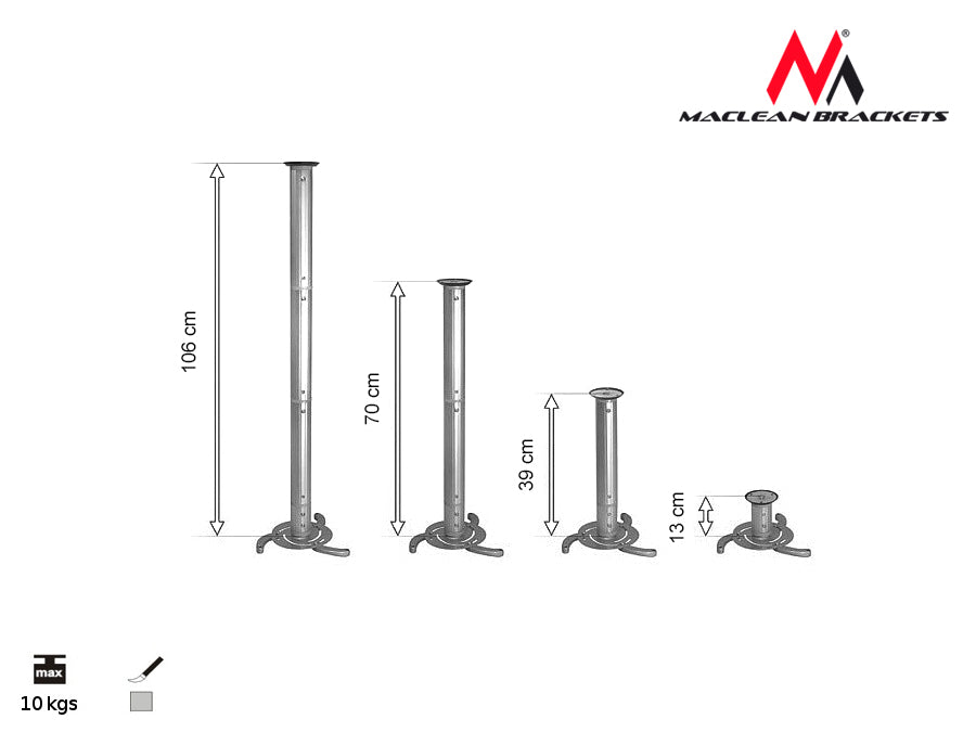 Supporto Staffa Proiettore da Soffitto Universale Maclean MC-517 S