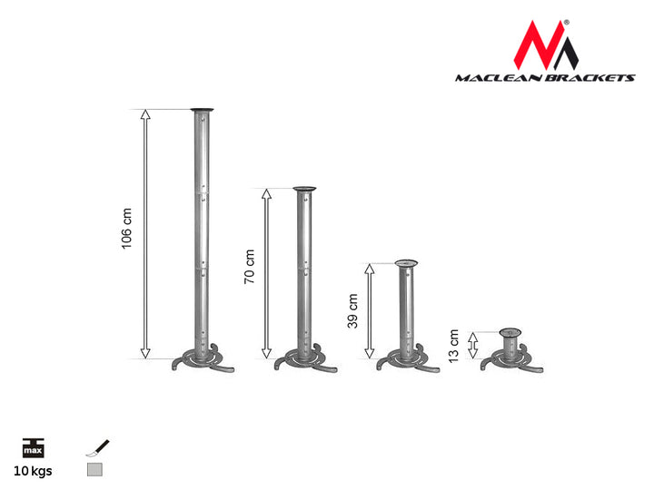 Supporto Staffa Proiettore da Soffitto Universale Maclean MC-517 S