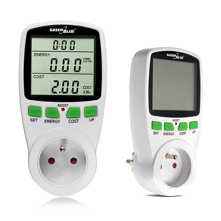 Misuratore di potenza Wattmetro display tempo di misura GreenBlue GB202