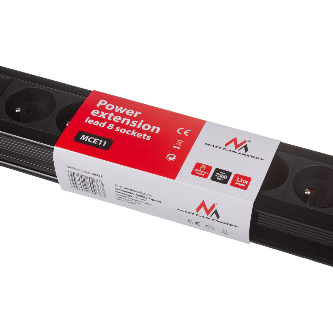 Multipresa elettrica 8 posti MCE11 Maclean Sistema di protezione