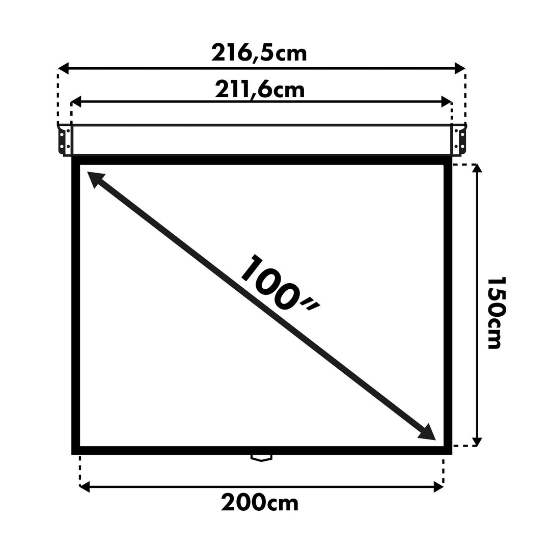 Schermo di proiezione Maclean, auto-lock, bianco opaco, da parete o da soffitto, 100", 4:3, 200x150, MC-594