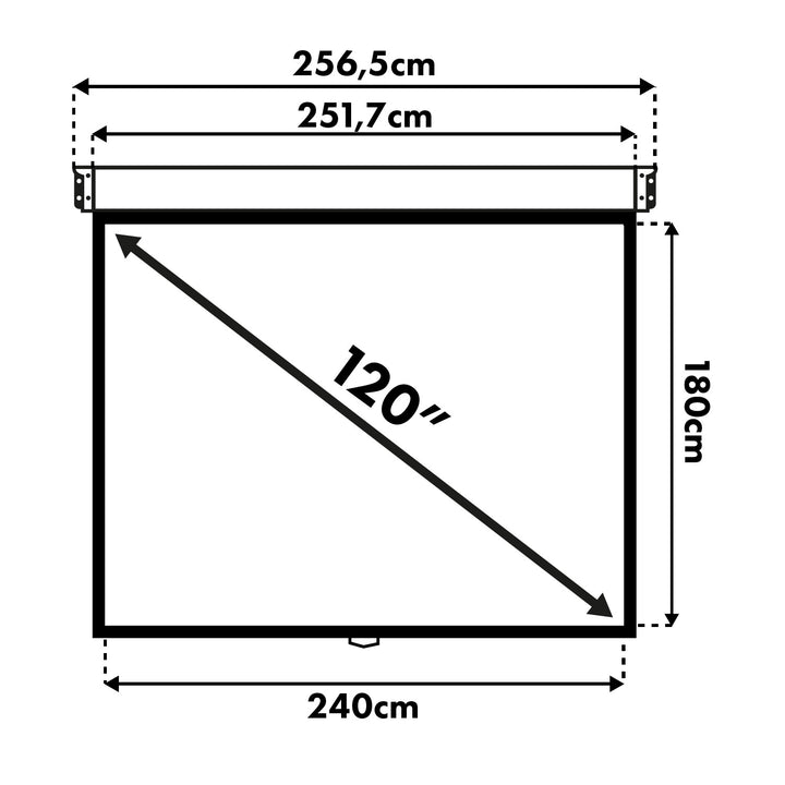 Schermo di proiezione Maclean, auto-lock, bianco opaco, da parete o da soffitto, 120", 4:3, 240x180, MC-591
