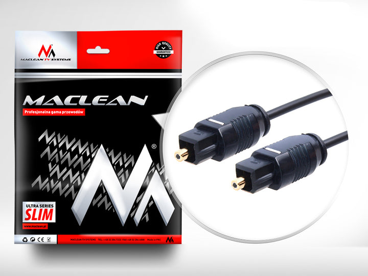 Toslink TT Cavo in fibra ottica ULTRA SLIM PLATED MELT Maclean MCTV-750