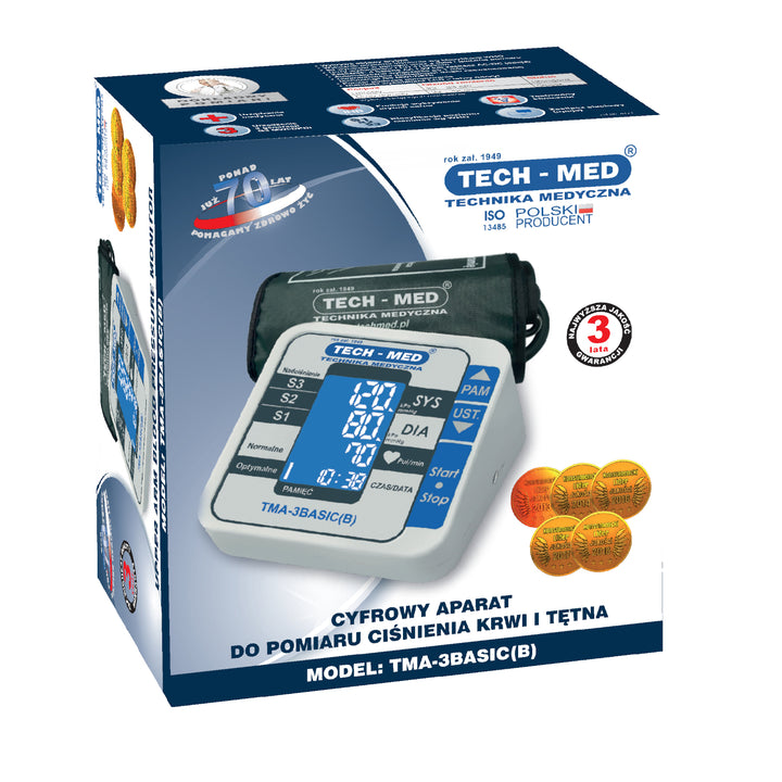 TECH-MED Monitor digitale della pressione arteriosa da braccio Dispositivo medico automatico Regolabile Bracciale per il rilevamento delle aritmie cardiache Accurato +/- 3 mmHg Memoria Classificazione OMS