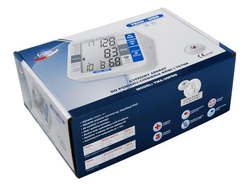 TECH-MED Monitor digitale della pressione arteriosa da braccio Dispositivo medico automatico Regolabile Bracciale per il rilevamento delle aritmie cardiache Accurato +/- 3 mmHg Memoria Classificazione OMS
