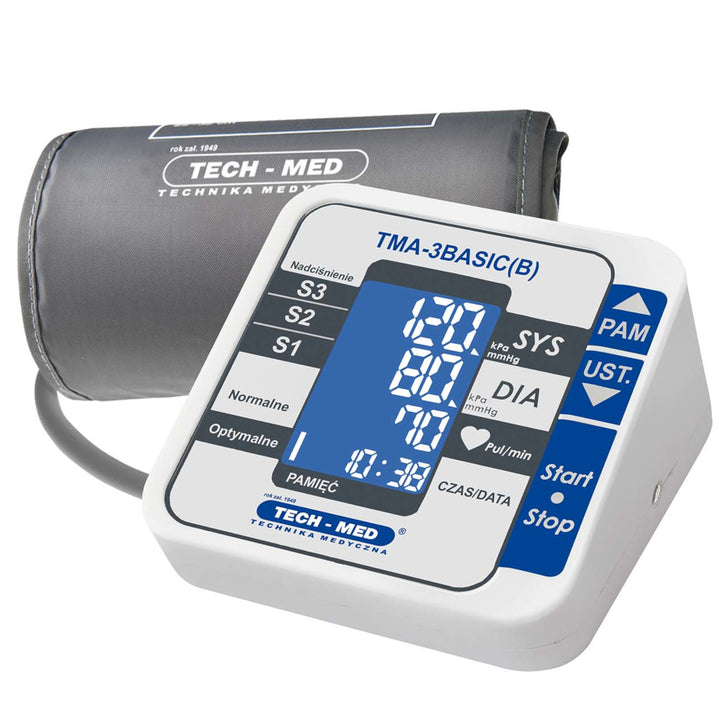 TECH-MED Monitor digitale della pressione arteriosa da braccio Dispositivo medico automatico Regolabile Bracciale per il rilevamento delle aritmie cardiache Accurato +/- 3 mmHg Memoria Classificazione OMS