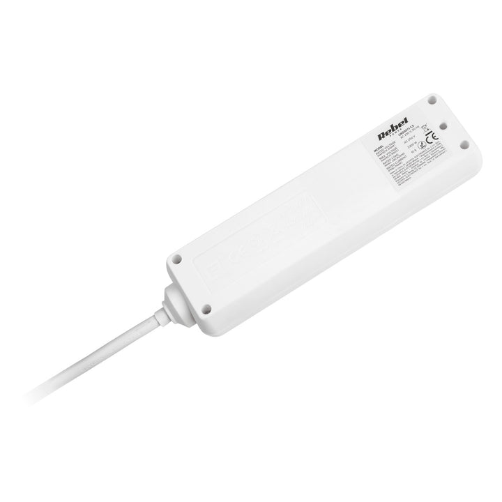 Cavo di prolunga bianco Rebel 4 prese tipo tedesco, lunghezza 1,5 m (3x1,0) senza interruttore