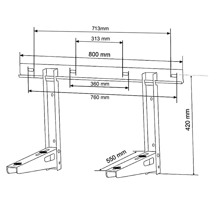 Staffa di supporto per condizionatore da 550mm a 200kg