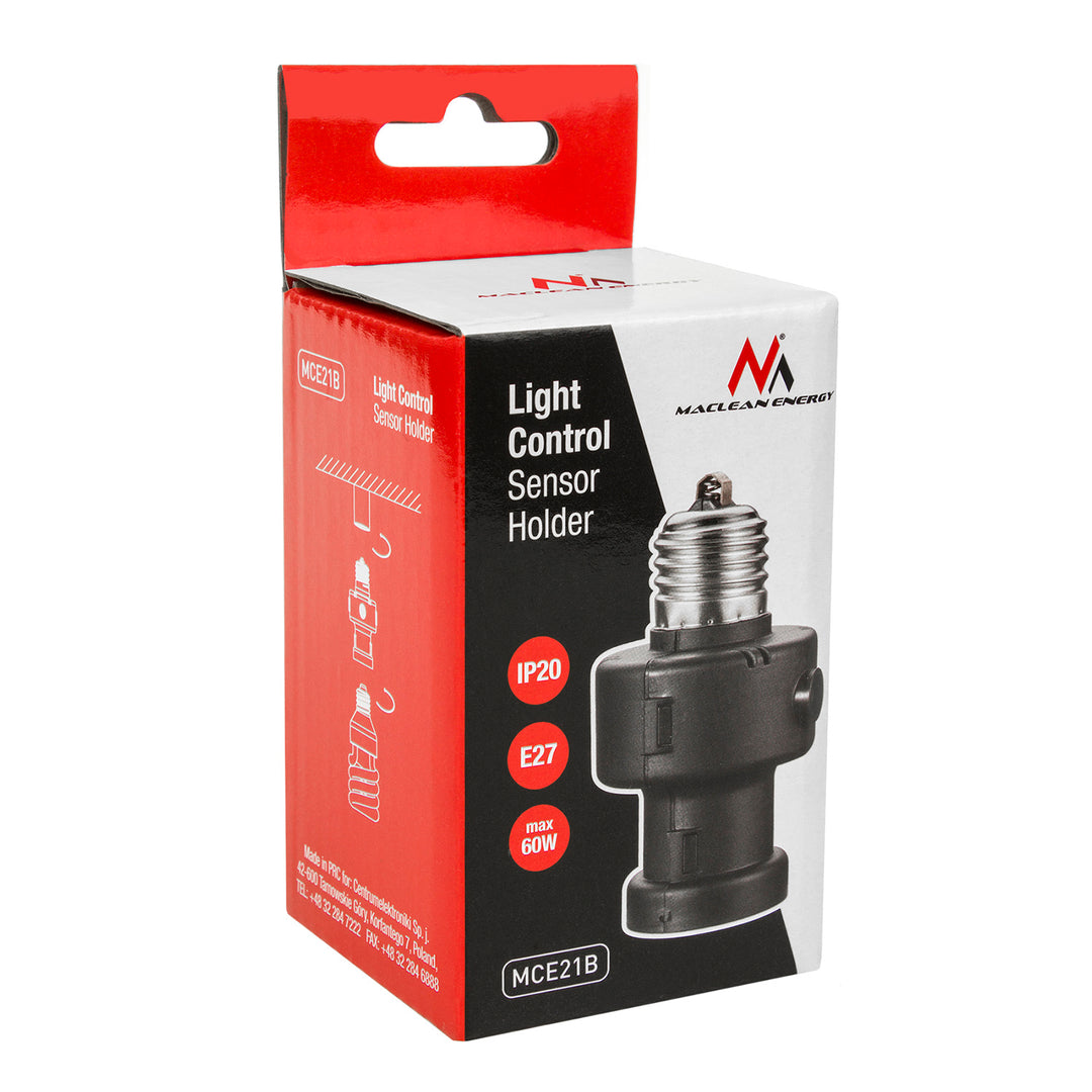 Maclean portalampada E27, 100W, con sensore crepuscolare, timer, MCE21B