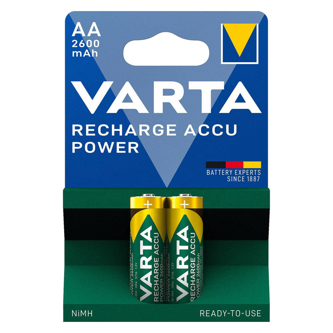 2 batterie ricaricabili R-06 R06 AA 1,2 V 2600 mAh Varta Recharge Accu Power