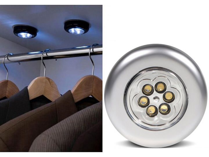 Lampada 6 x LED Adesiva Super Bright Stick and Click Argento Maclean MCE27