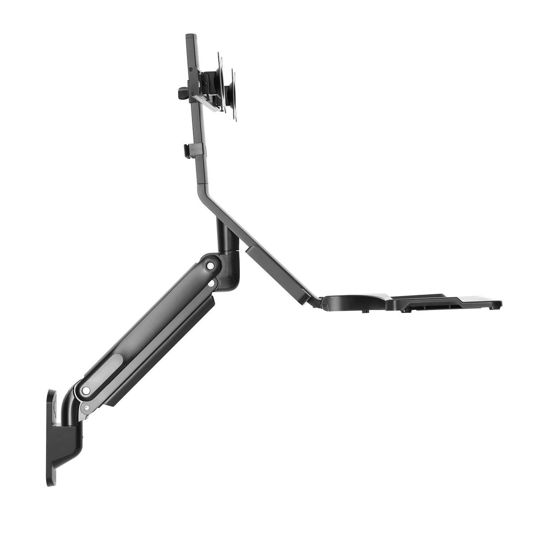 Maclean MC-633 Sit-Stand Workstation: Staffa per 2 monitor con ripiano per tastiera e staffa per computer  Molla a gas da 17-32 pollici