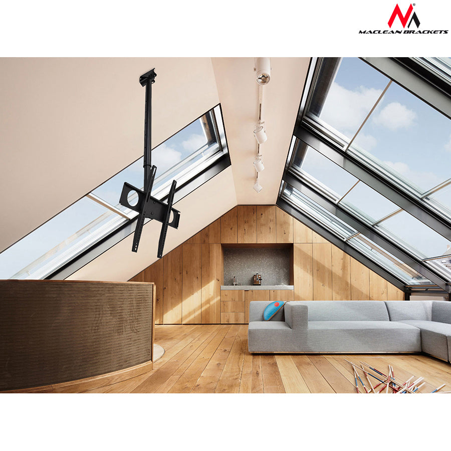 Maclean MC-631 Staffa TV Universale da Soffitto, Compatibile con diagonale: da 32" a 65"