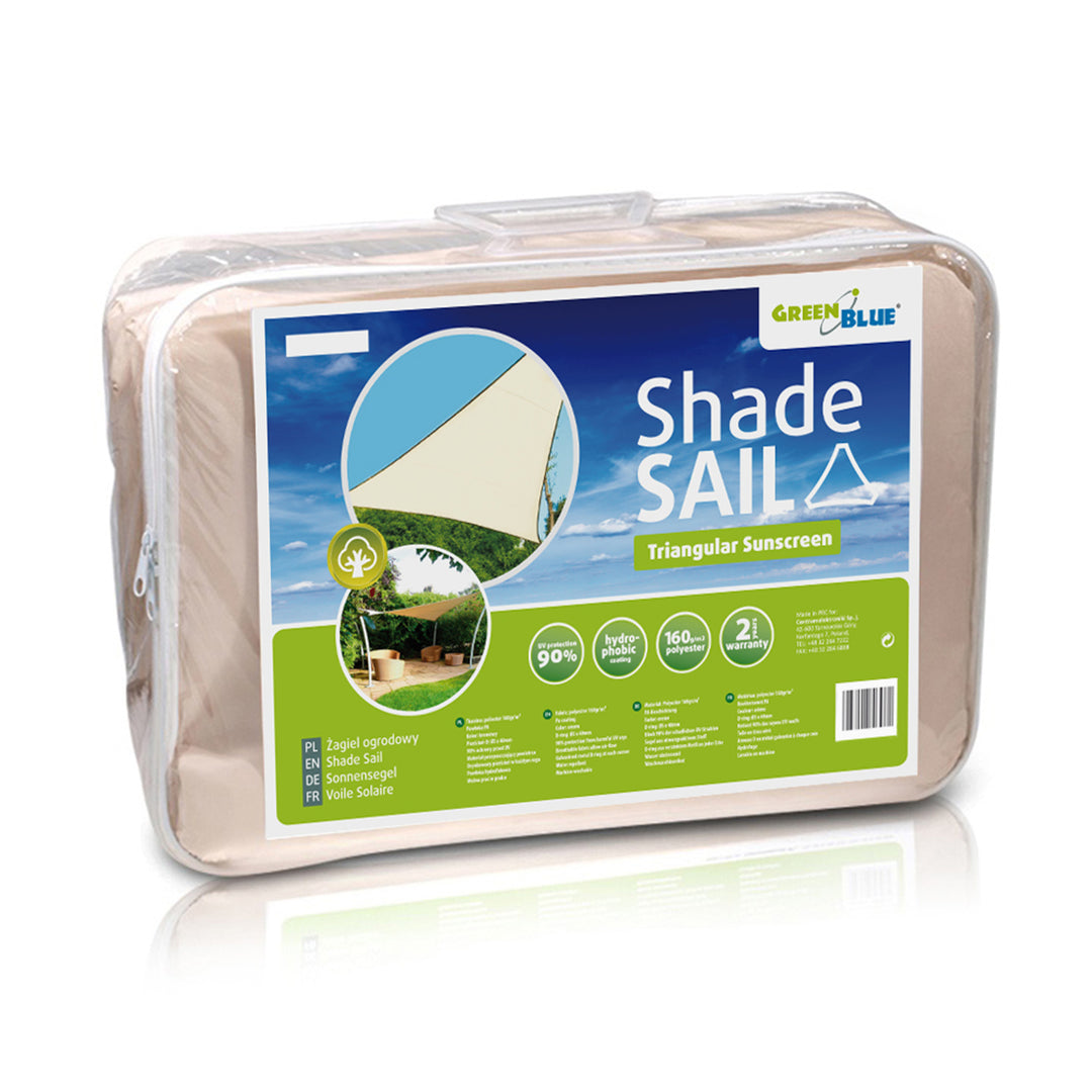 Vela ombreggiante da giardino in poliestere UV 5m triangolo VerdeBlu GB502 crema