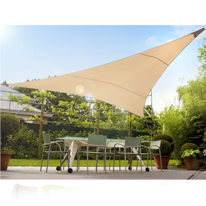 Vela ombreggiante da giardino in poliestere UV 5m triangolo VerdeBlu GB502 crema