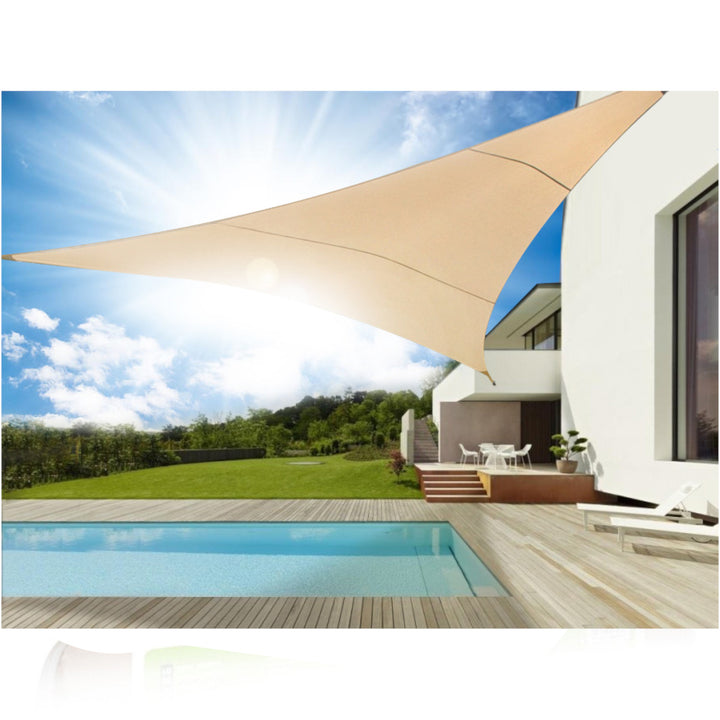 Vela ombreggiante da giardino in poliestere UV 5m triangolo VerdeBlu GB502 crema