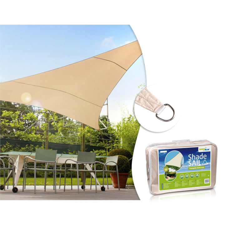 Vela ombreggiante da giardino in poliestere UV 5m triangolo VerdeBlu GB502 crema