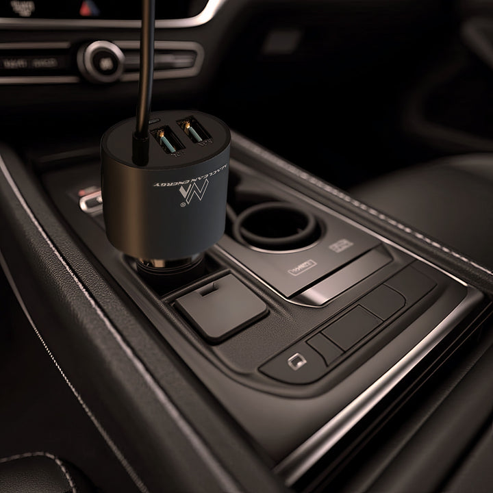 Caricabatteria Auto a Due Porte USB con Cavo Spirale 1.8m Lightning